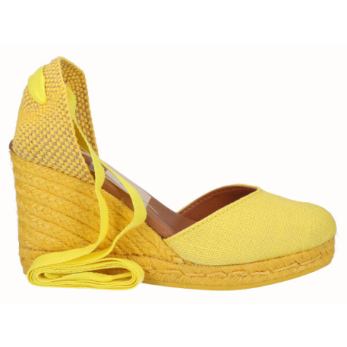 viguera Alpargata Cuña Alta Yute Amarillo Cintas