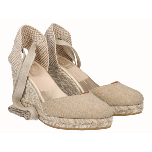Viguera Alpargata Cuña Alta Yute Cintas Oro
