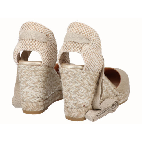 Viguera Alpargata Cuña Alta Yute Cintas Oro