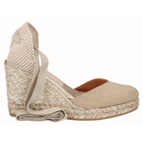 viguera Alpargata Cuña Alta Yute Cintas Oro