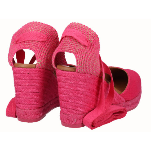 Viguera Alpargata Cuña Alta Yute Fuxia Cintas