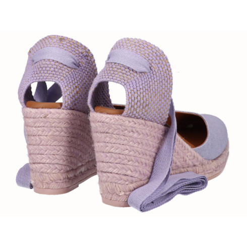 Viguera Alpargata Cuña Alta Yute Lila Cintas