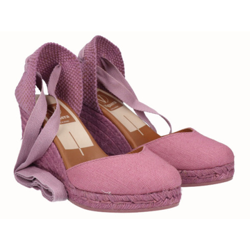 Viguera Alpargata Cuña Alta Yute Malva Cintas