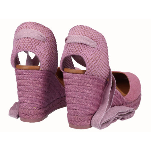 Viguera Alpargata Cuña Alta Yute Malva Cintas