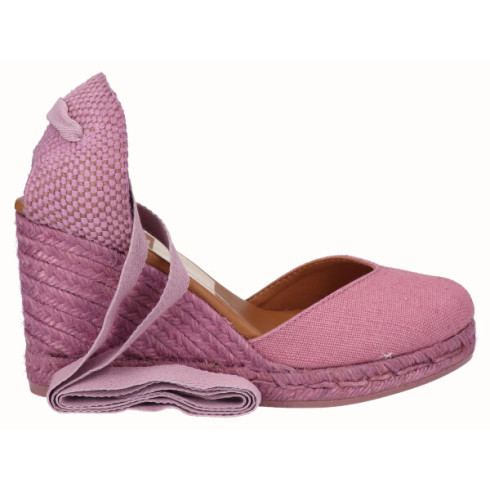 viguera Alpargata Cuña Alta Yute Malva Cintas
