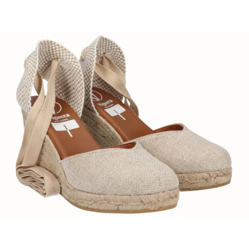 Viguera Alpargata Cuña Alta Yute Natural Cintas