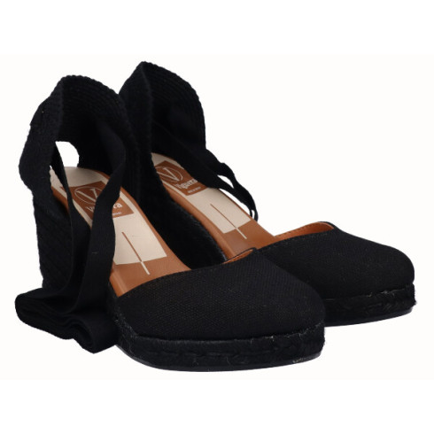 Viguera Alpargata Cuña Alta Yute Negra Cintas