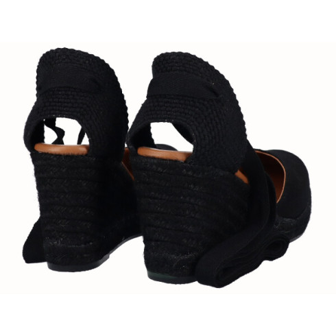 Viguera Alpargata Cuña Alta Yute Negra Cintas