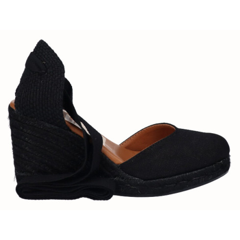 Viguera Alpargata Cuña Alta Yute Negra Cintas