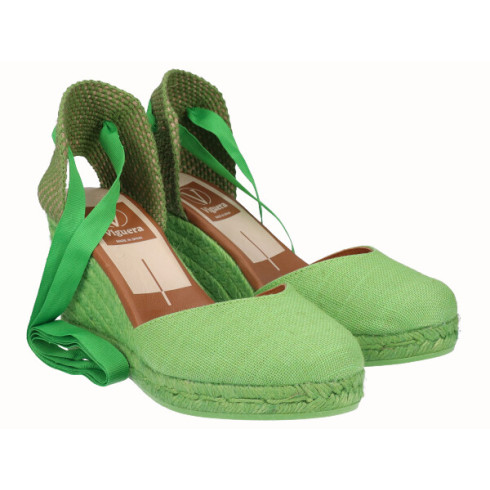 Viguera Alpargata Cuña Alta Yute Pistacho Cintas