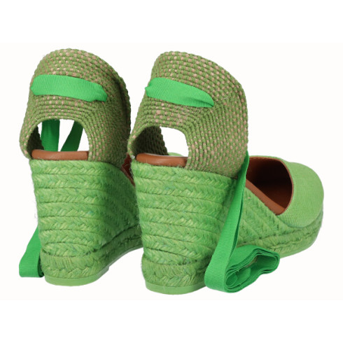 Viguera Alpargata Cuña Alta Yute Pistacho Cintas