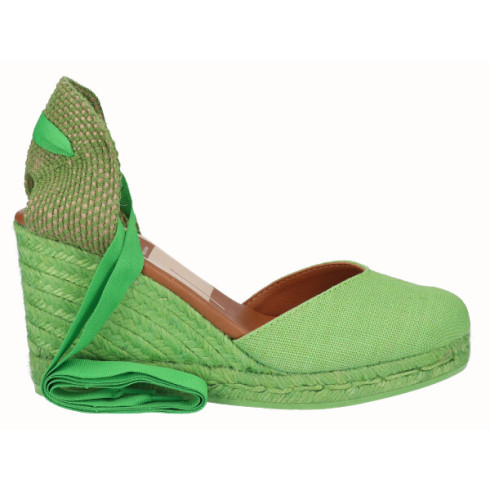 viguera Alpargata Cuña Alta Yute Pistacho Cintas