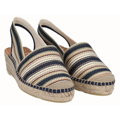 Viguera Alpargata Cuña Baja Rayas Arena