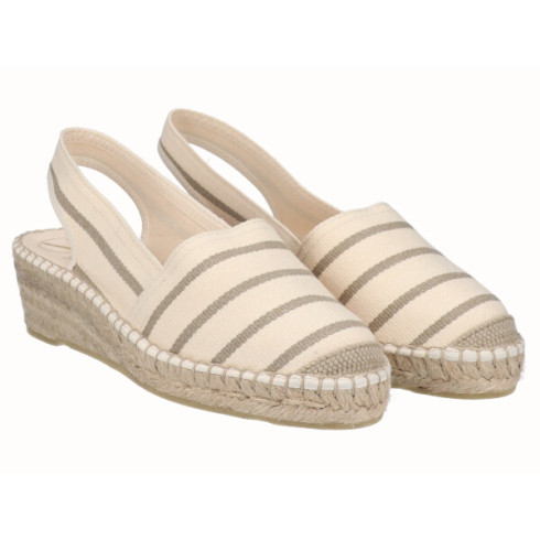 Viguera Alpargata Cuña Baja Rayas Beig