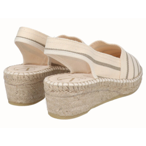 Viguera Alpargata Cuña Baja Rayas Beig