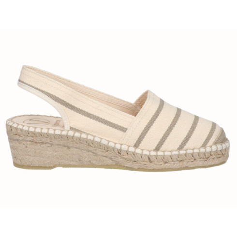 Viguera Alpargata Cuña Baja Rayas Beig