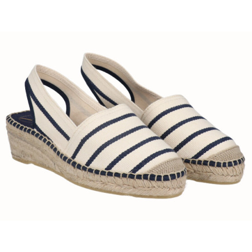 Viguera Alpargata Cuña Baja Rayas Marino