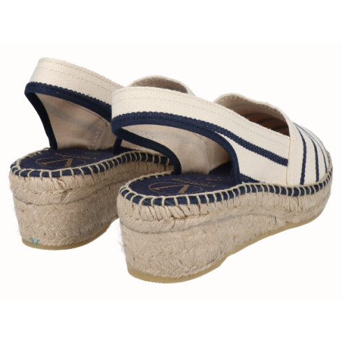 Viguera Alpargata Cuña Baja Rayas Marino