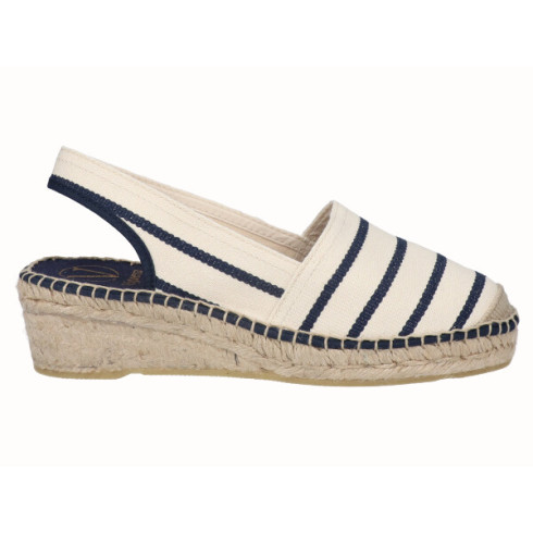 Viguera Alpargata Cuña Baja Rayas Marino