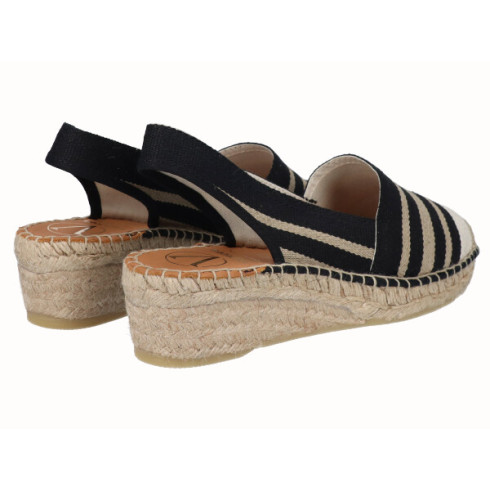 Viguera Alpargata Cuña Baja Rayas Negro