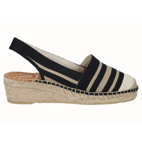 viguera Alpargata Cuña Baja Rayas Negro