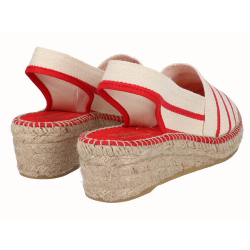 Viguera Alpargata Cuña Baja Rayas Rojo