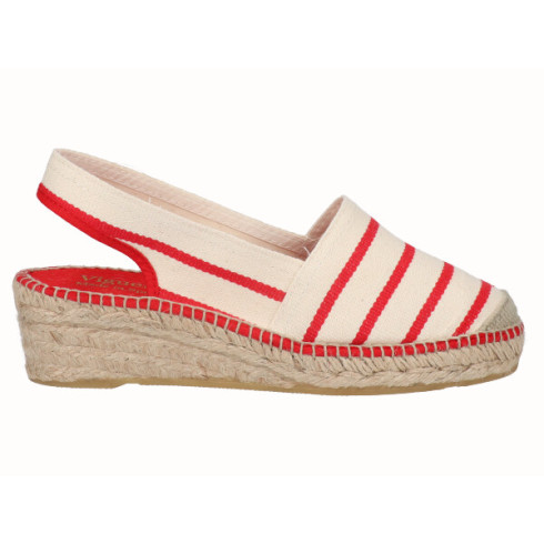 viguera Alpargata Cuña Baja Rayas Rojo