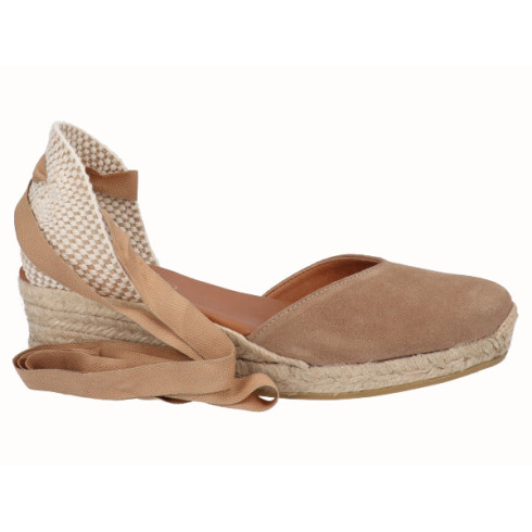 Viguera Alpargata Cuña Baja Yute Cintas Beig