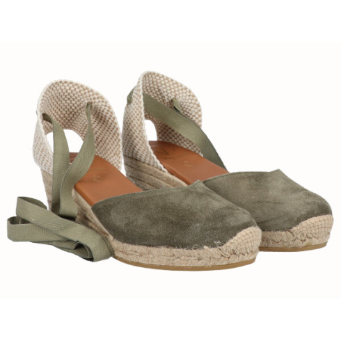 Viguera Alpargata Cuña Baja Yute Cintas Kaki