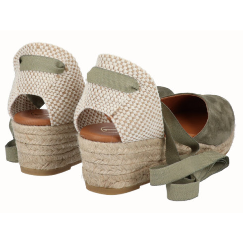 Viguera Alpargata Cuña Baja Yute Cintas Kaki