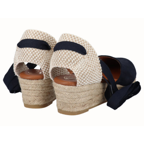 Viguera Alpargata Cuña Baja Yute Cintas Marino
