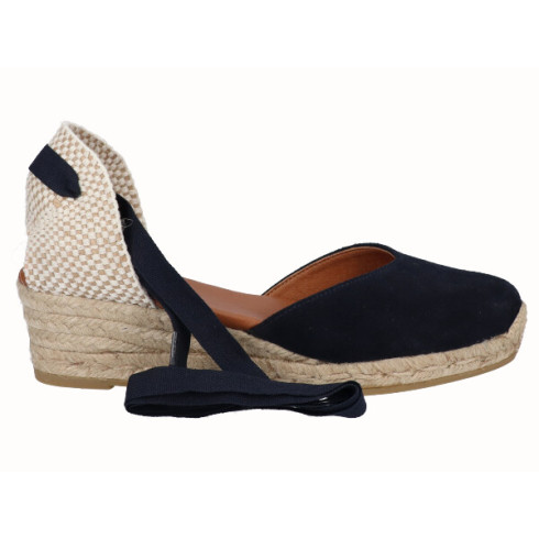 viguera Alpargata Cuña Baja Yute Cintas Marino