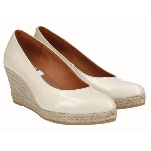 Viguera Alpargata Cuña Media Yute Charol Beig