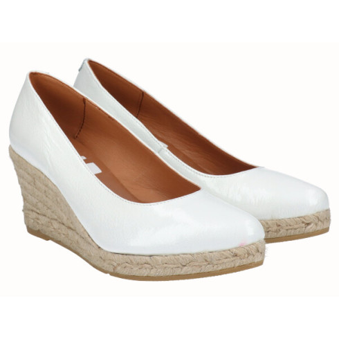 Viguera Alpargata Cuña Media Yute Charol Blanco