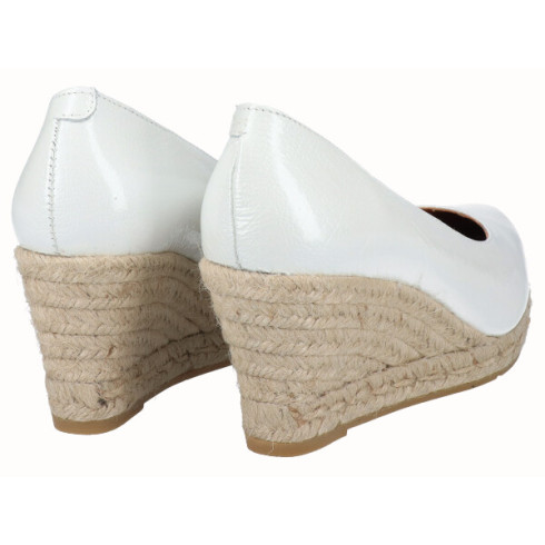 Viguera Alpargata Cuña Media Yute Charol Blanco