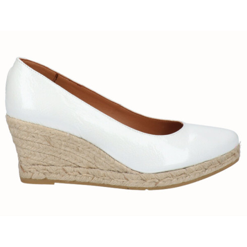 viguera Alpargata Cuña Media Yute Charol Blanco