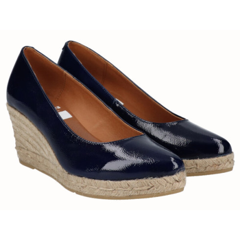 Viguera Alpargata Cuña Media Yute Charol Marino