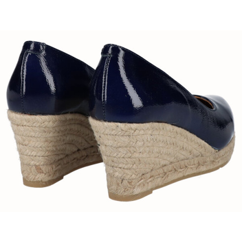 Viguera Alpargata Cuña Media Yute Charol Marino