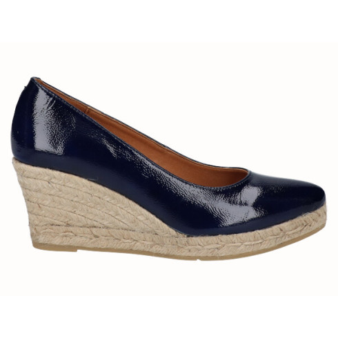 viguera Alpargata Cuña Media Yute Charol Marino