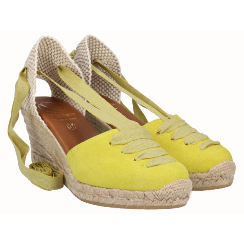 Viguera Alpargata Cuña Media Yute Cintas Amarillo