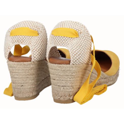 Viguera Alpargata Cuña Media Yute Cintas Amarillo