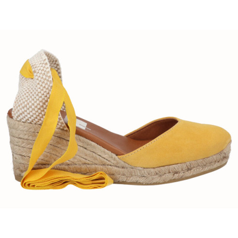viguera Alpargata Cuña Media Yute Cintas Amarillo