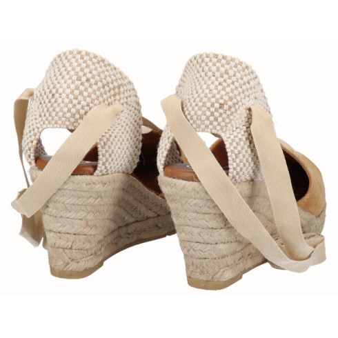 Viguera Alpargata Cuña Media Yute Cintas Beig