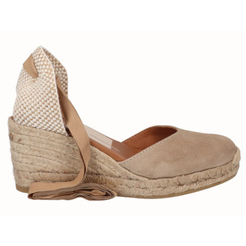 viguera Alpargata Cuña Media Yute Cintas Beig