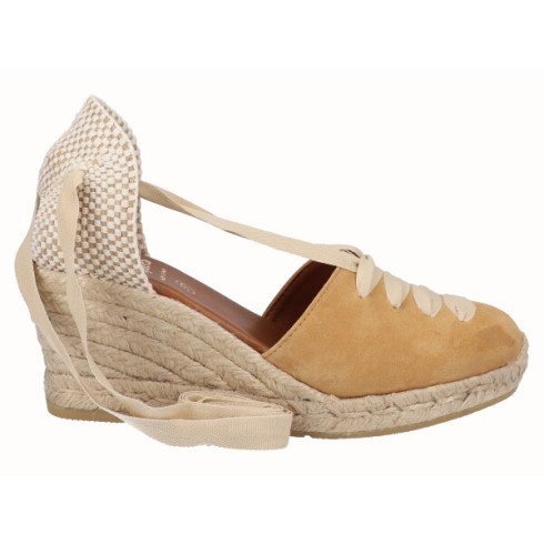 viguera Alpargata Cuña Media Yute Cintas Beig