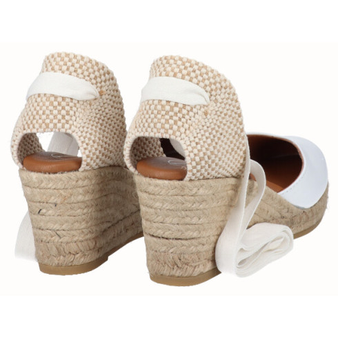 Viguera Alpargata Cuña Media Yute Cintas Blanco