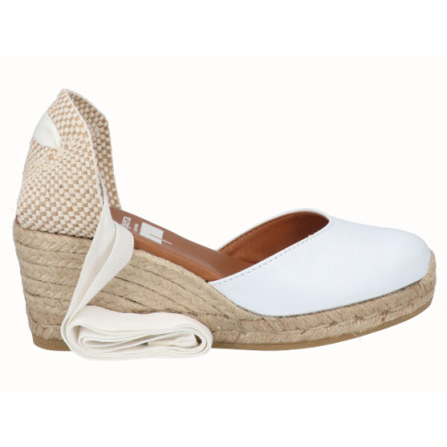 Viguera Alpargata Cuña Media Yute Cintas Blanco