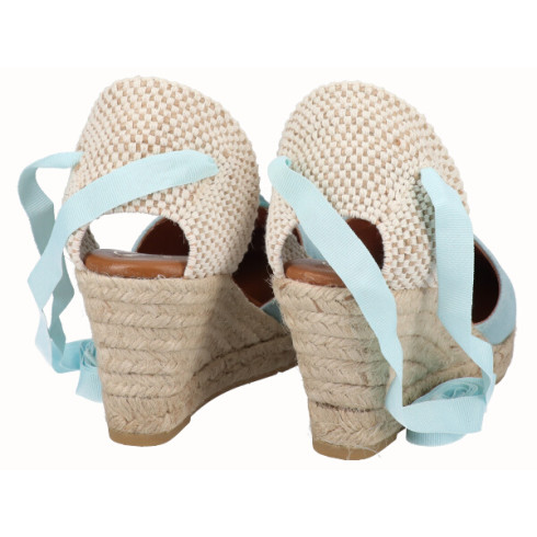Viguera Alpargata Cuña Media Yute Cintas Celeste