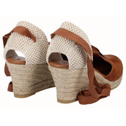 Viguera Alpargata Cuña Media Yute Cintas Cuero