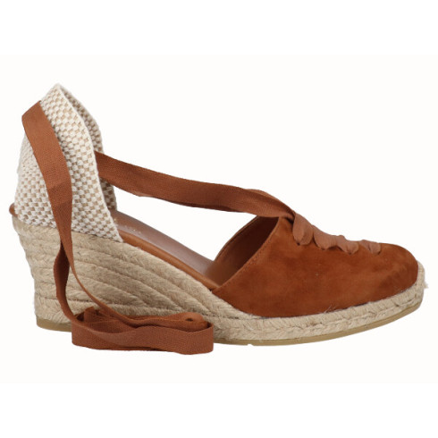 Viguera Alpargata Cuña Media Yute Cintas Cuero